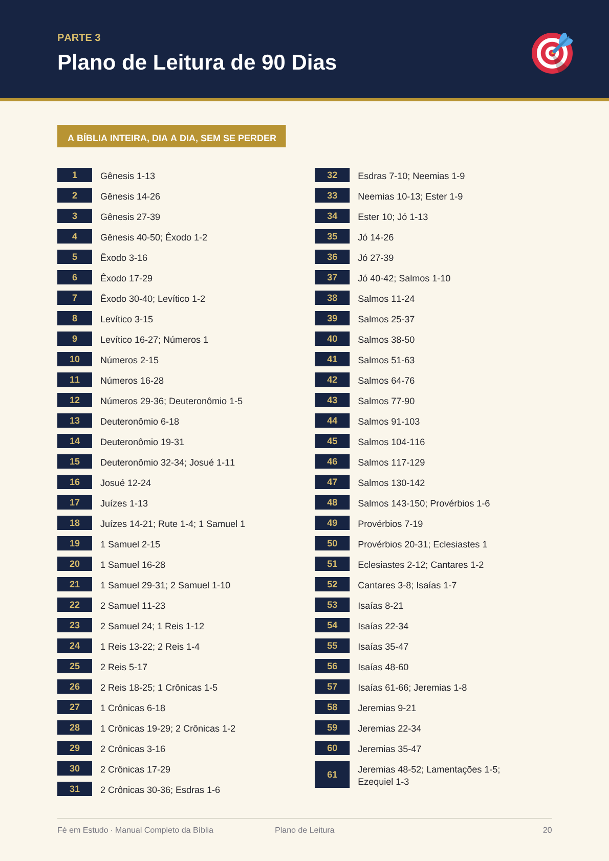 Plano de leitura de 90 dias
